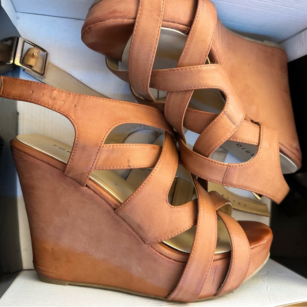 Torrid Tan Strappy Wedge Sandals
